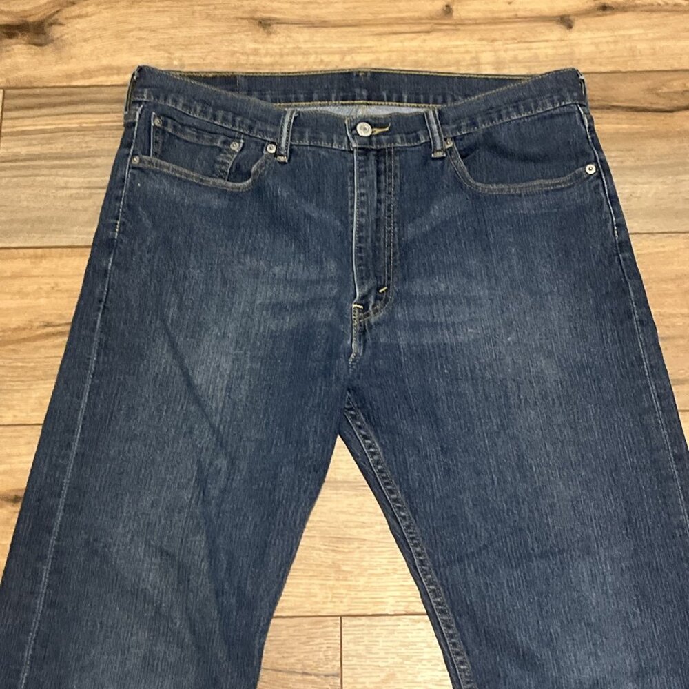 Men's Levis 505 Regular Fit Denim Jeans SZ 36x34 Blue Stretch Modern Red Tab - Picture 2 of 12